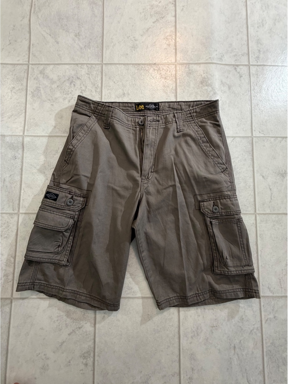 Gray Cotton Cargo Shorts Size 32